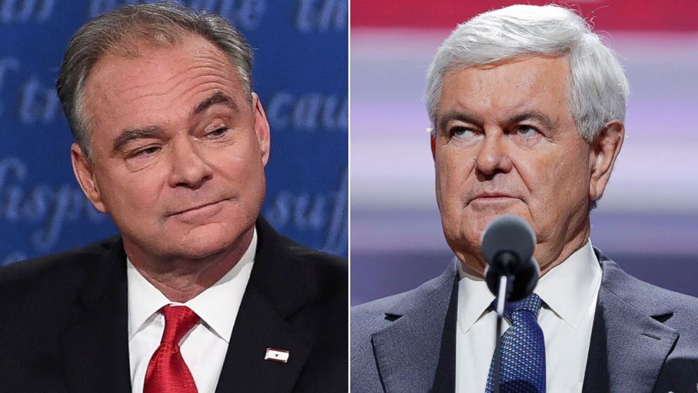 Sen. Tim Kaine, left, and Newt Gingrich to appear on "This Week."