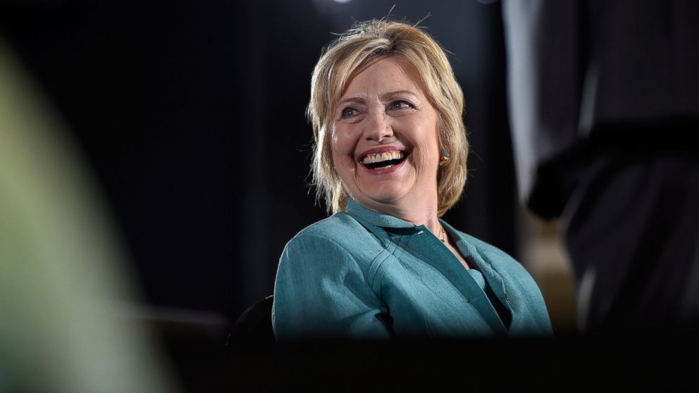 Democratic presidential nominee Hillary Clinton looks on before she speaks at the International Brotherhood of Electrical Workers Union Hall, Aug. 4, 2016, in Las Vegas.