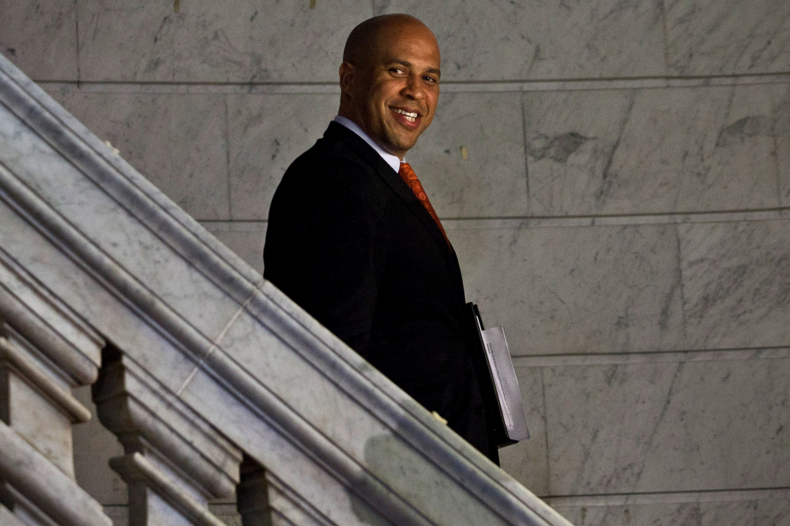 PHOTO: Cory Booker arrives to preside over marriages of gay, lesbian and straight couples at City Hall, Oct. 21, 2013, in Newark, New Jersey. 