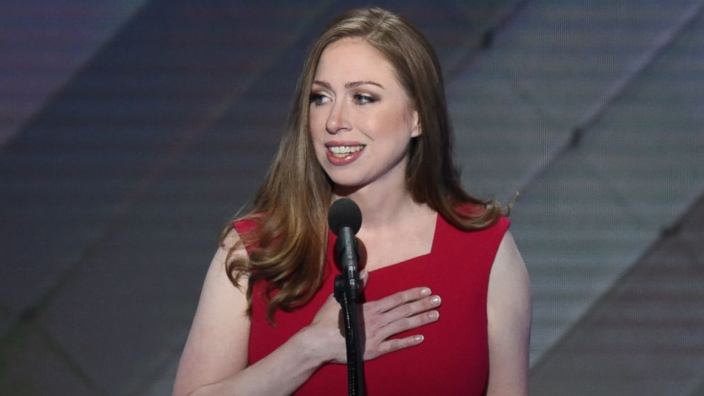 Chelsea Clinton addresses delegates during the fourth and final night of the Democratic National Convention, July 28, 2016 in Philadelphia.