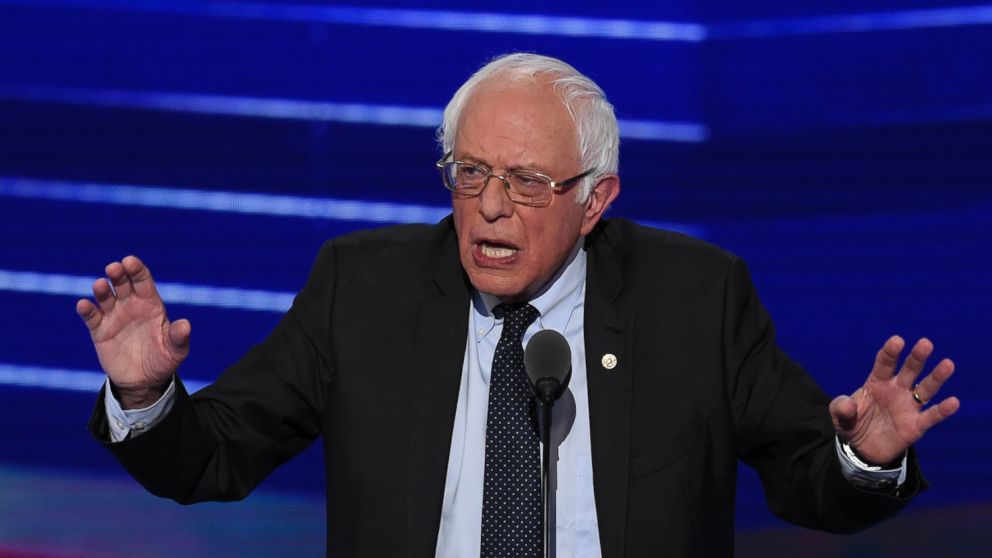 Sen. Bernie Sanders speaks during Day 1 of the Democratic National Convention in Philadelphia, July 25, 2016. 