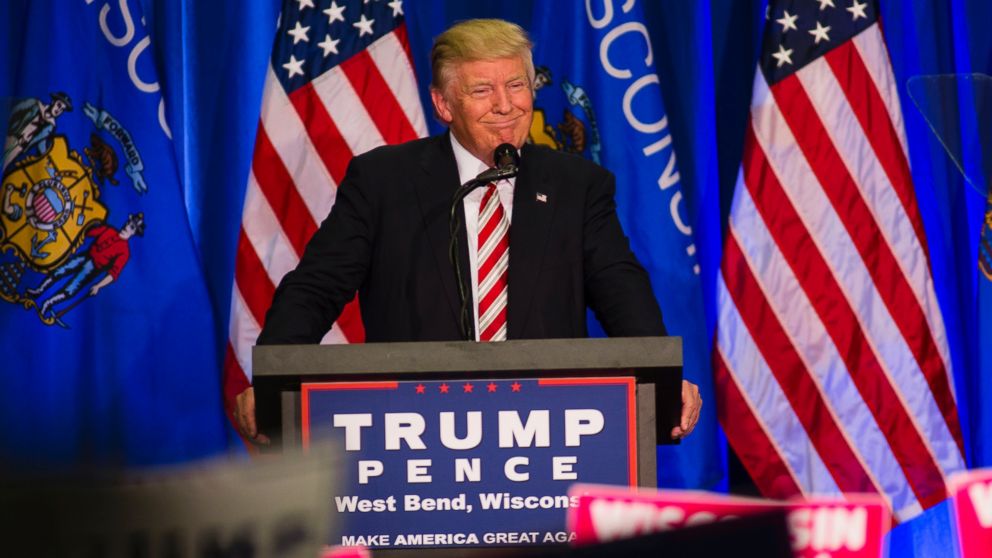 Republican Presidential Candidate Donald Trump speaks at a rally, on Aug. 16, 2016, in West Bend, Wisconsin. 