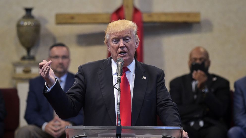 Republican presidential nominee Donald Trump speaks during the Midwest Vision and Values Pastors and Leadership Conference at the New Spirit Revival Center in Cleveland Heights, Ohio, on Sept. 21, 2016.