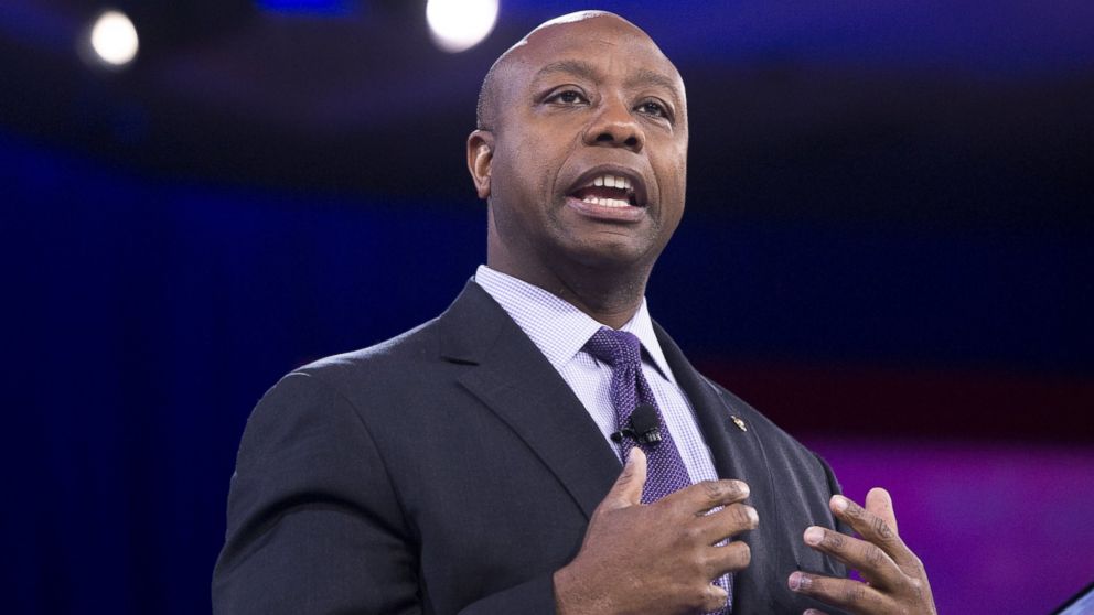 PHOTO: US Senator Tim Scott, Republican of South Carolina, speaks during the annual Conservative Political Action Conference (CPAC) 2016 at National Harbor in Oxon Hill, Maryland, outside Washington, March 3, 2016.
