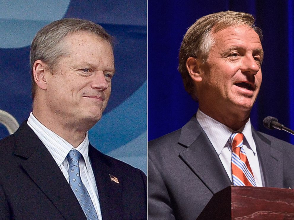 PHOTO: Massachusetts Governor Charlie Baker at the Outside the Box Festival Boston at Boston Common on July 17, 2015 in Boston.  Tennessee Governor Bill Haslam attends the 90th birthday celebration of War Memorial Auditorium, Sept.21, 2015 in Nashville. 