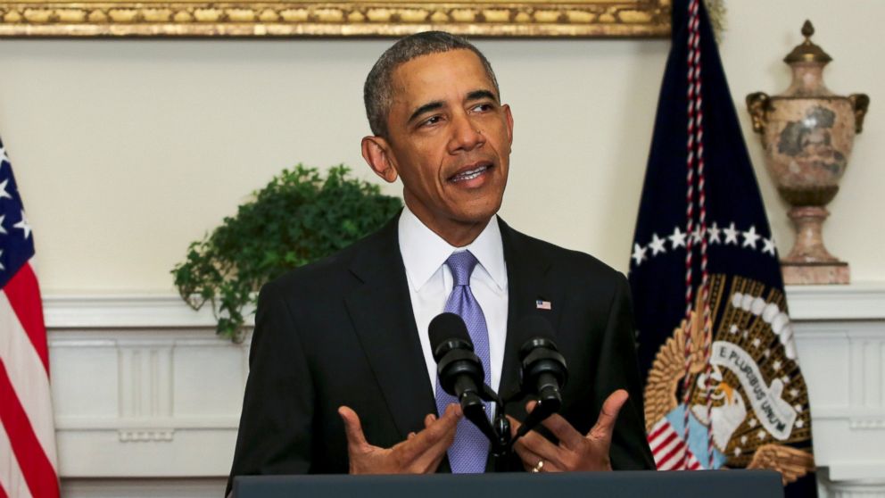 President Barack Obama delivers a statement on the relations between U.S. and Iran, including the release of the U.S. hostages that were held in Iran, in the Cabinet Room of the White House, Jan. 17, 2016 in Washington.