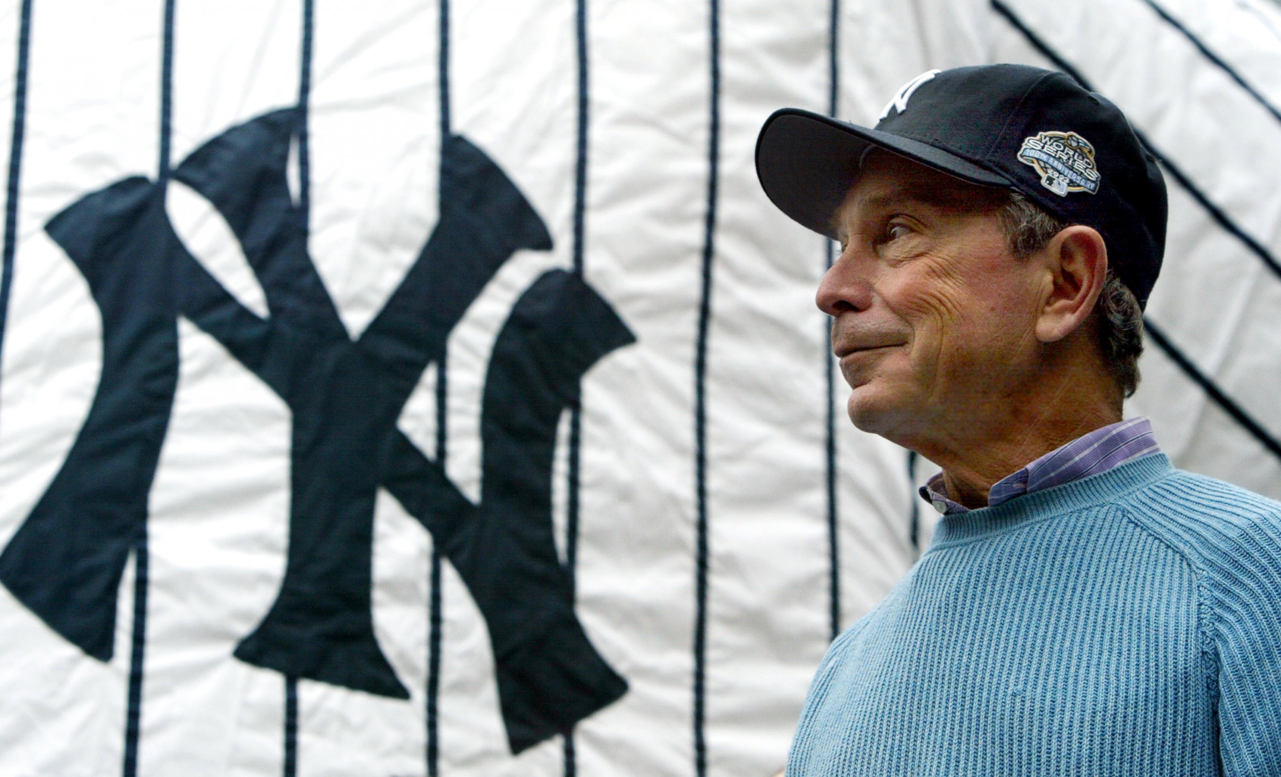 PHOTO: Then New York City Mayor Michael Bloomberg attends a Yankees pep rally at City Hall, Oct. 17, 2003, in New York.