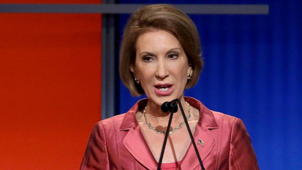 Carly Fiorina participates in a presidential pre-debate forum hosted by FOX News and Facebook at the Quicken Loans Arena, Aug. 6, 2015, in Cleveland.