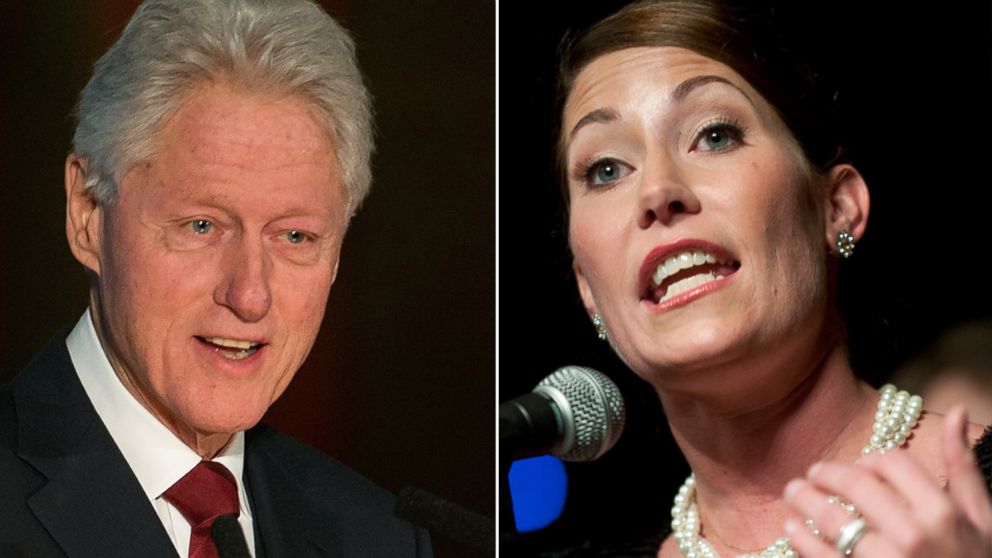 From left, Bill Clinton in New York, Feb. 13, 2014 and Alison Lundergan-Grimes in Frankfort, Ky., Nov. 8, 2011.
