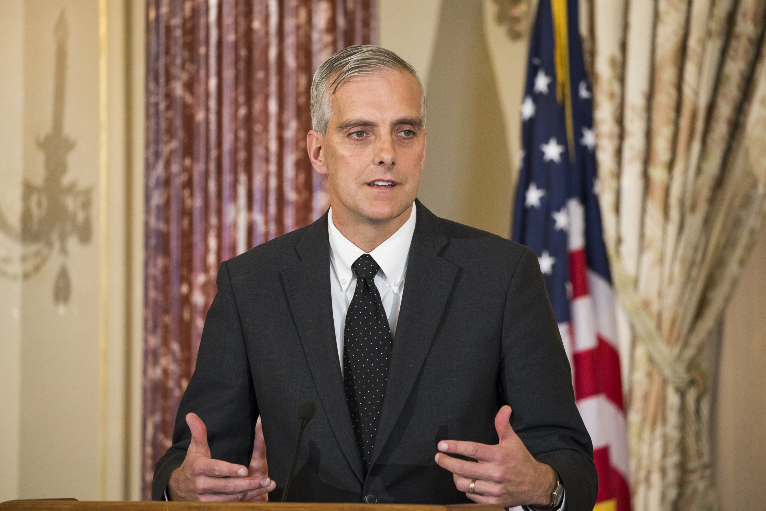 PHOTO: White House Chief of Staff Denis McDonough speaks during an event at the Department of State in Washington, Nov. 16, 2015.