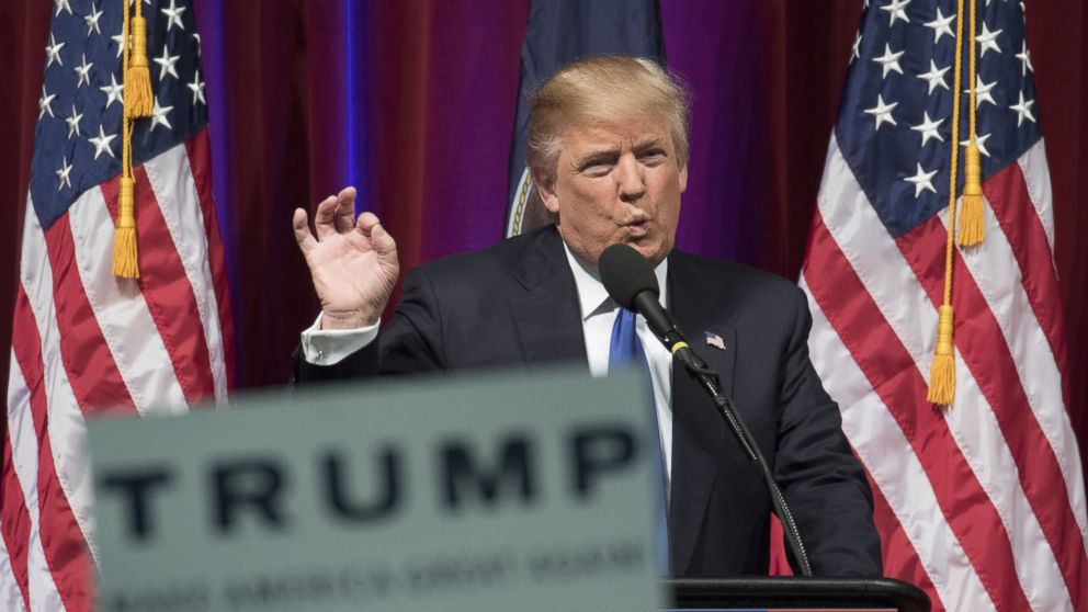 Republican presidential candidate Donald Trump makes a speech at a campaign rally, March 5, 2016, in Wichita, Kansas.