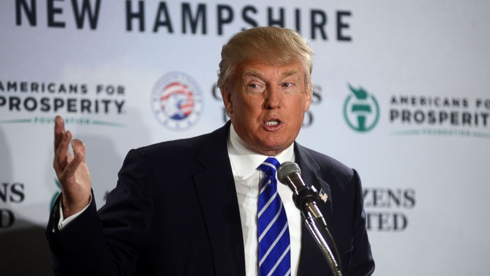Donald Trump speaks at the Freedom Summit at The Executive Court Banquet Facility April 12, 2014 in Manchester, N.H. 