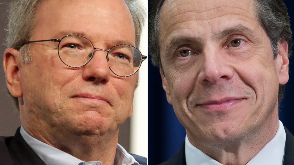 PHOTO: From left, Executive Chairman of Google Eric Schmidt in Austin, Tex., March 7, 2014 and New York State Governor Andrew Cuomo in New York, April 17, 2014.