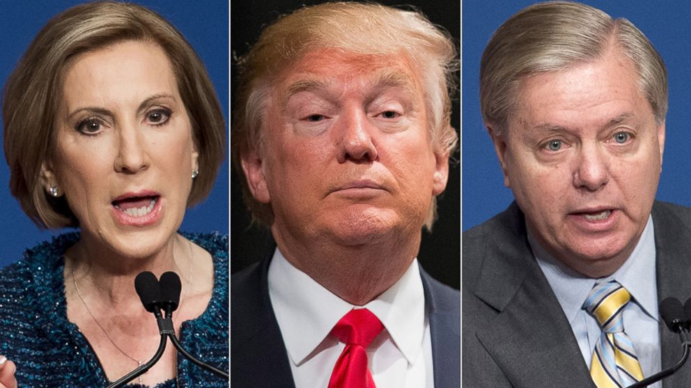 Carly Fiorina, Donald Trump and Lindsey Graham