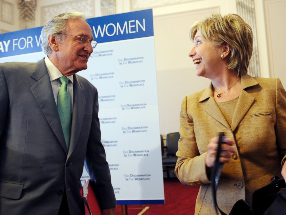 PHOTO: Sen. Tom Harkin, D-Iowa, and Hillary Clinton, leave a news conference in this Sept. 10, 2008 file photo.