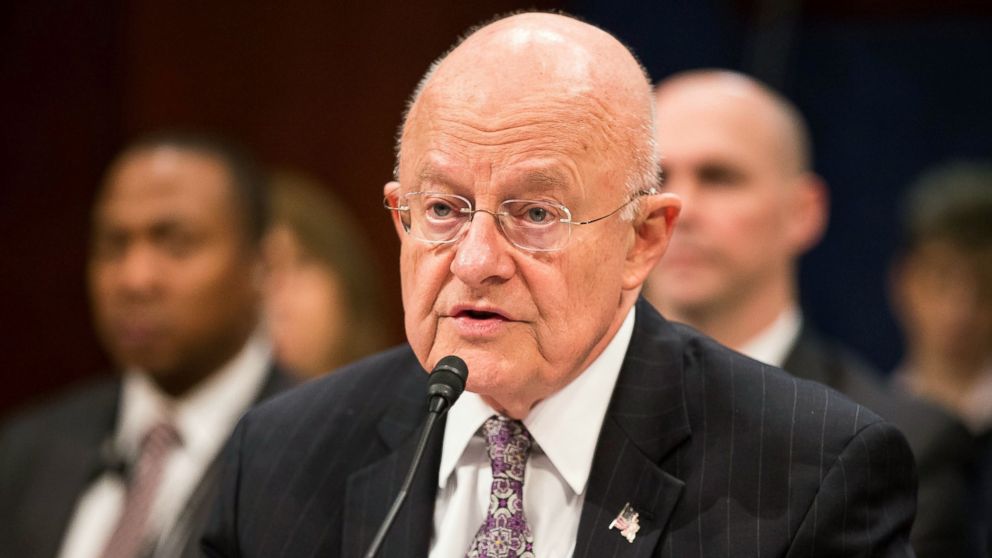 PHOTO: James Clapper, Director of National Intelligence, testifies during a House Intelligence Committee hearing on worldwide threats in Washington, Feb. 25, 2016. 