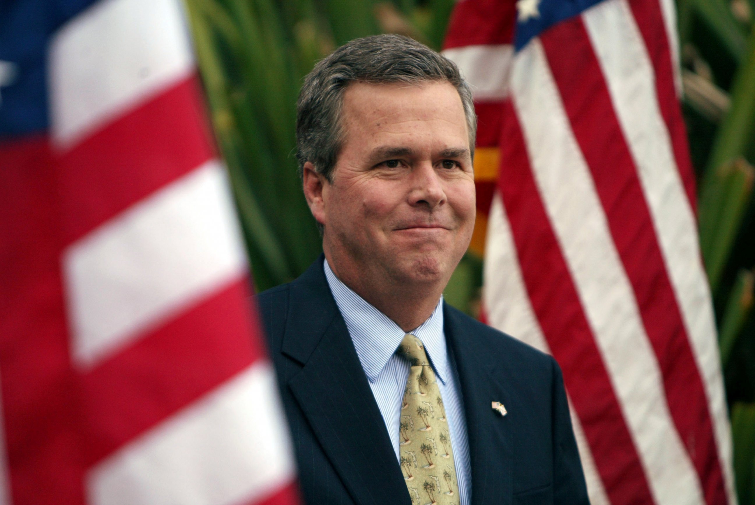 PHOTO: Florida Governor Jeb Bush delivers a stump speech in support of his brother President George W. Bush at the Southern Republican Leadership Conference, April 16, 2004 in Miami Beach, Fla. 