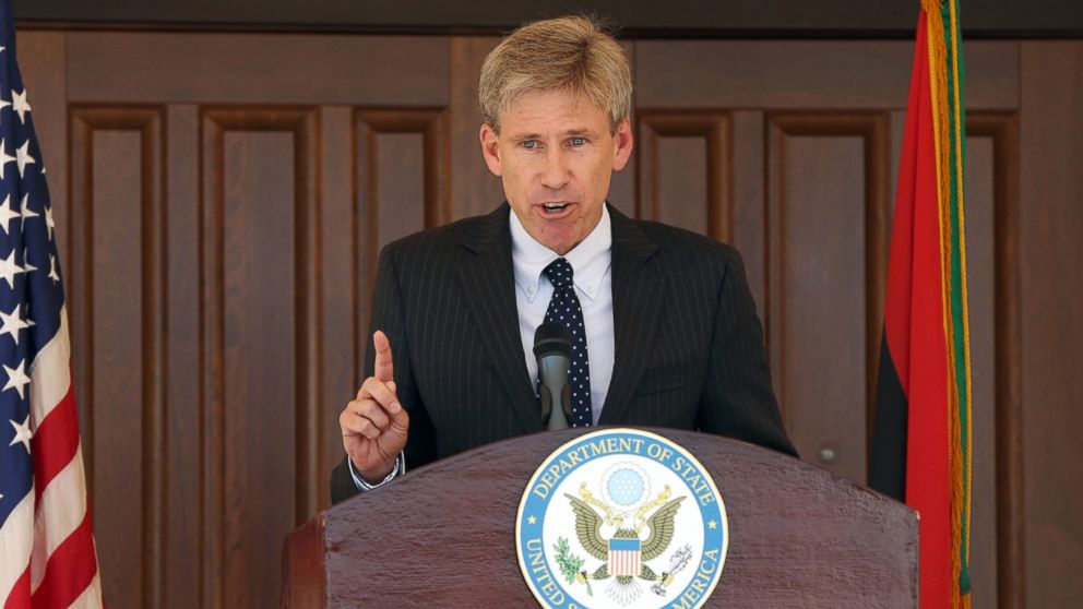 Ambassador to Libya Chris Stevens gives a speech, Aug. 26, 2012 at the U.S. embassy in Tripoli.
