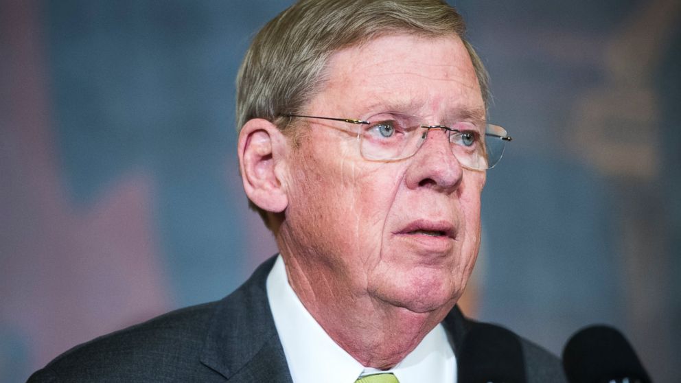 Sen. Johnny Isakson, R-Ga., speaks during the ceremony to sign H.R.203, the "Clay Hunt Suicide Prevention for American Veterans Act." at the Capitol, Feb. 10, 2015, in Washington.