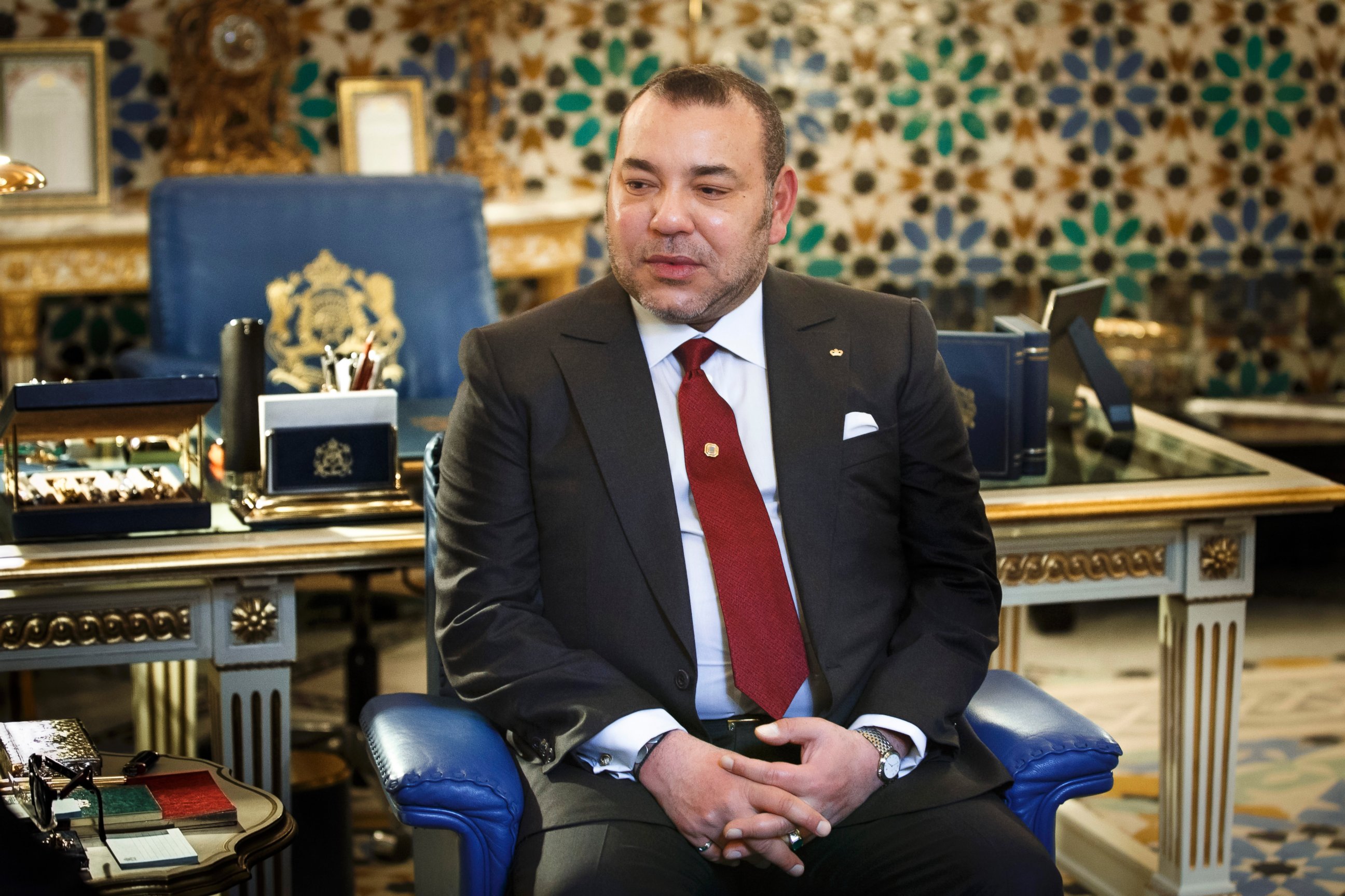 PHOTO: Morocco's King Mohammed VI is seen during a meeting with German Foreign Minister Frank-Walter Steinmeier, Jan. 22, 2015, in Marrakesh, Morocco.