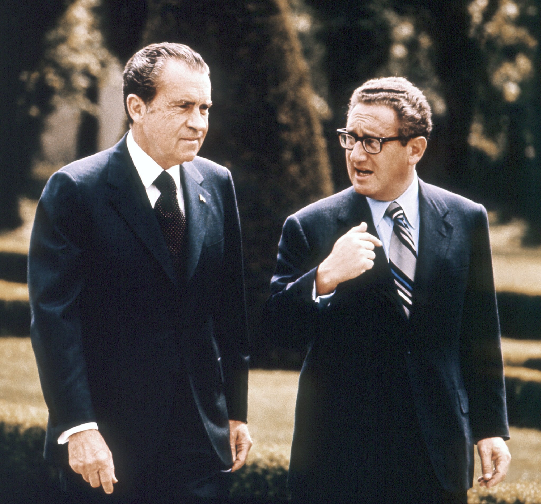 PHOTO:In this file photo, President Richard Nixon and National Security Advisor Henry Kissinger walk during a visit to Vienna, Austria, May 1972. 