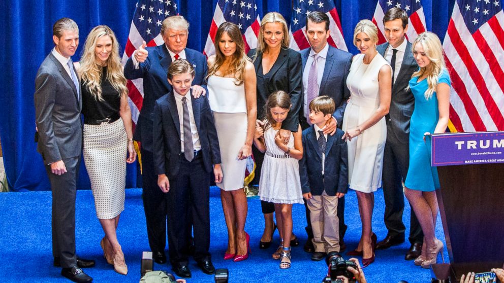 PHOTO: Trump and family on stage a campaign rally in New York City, June 16, 2015.