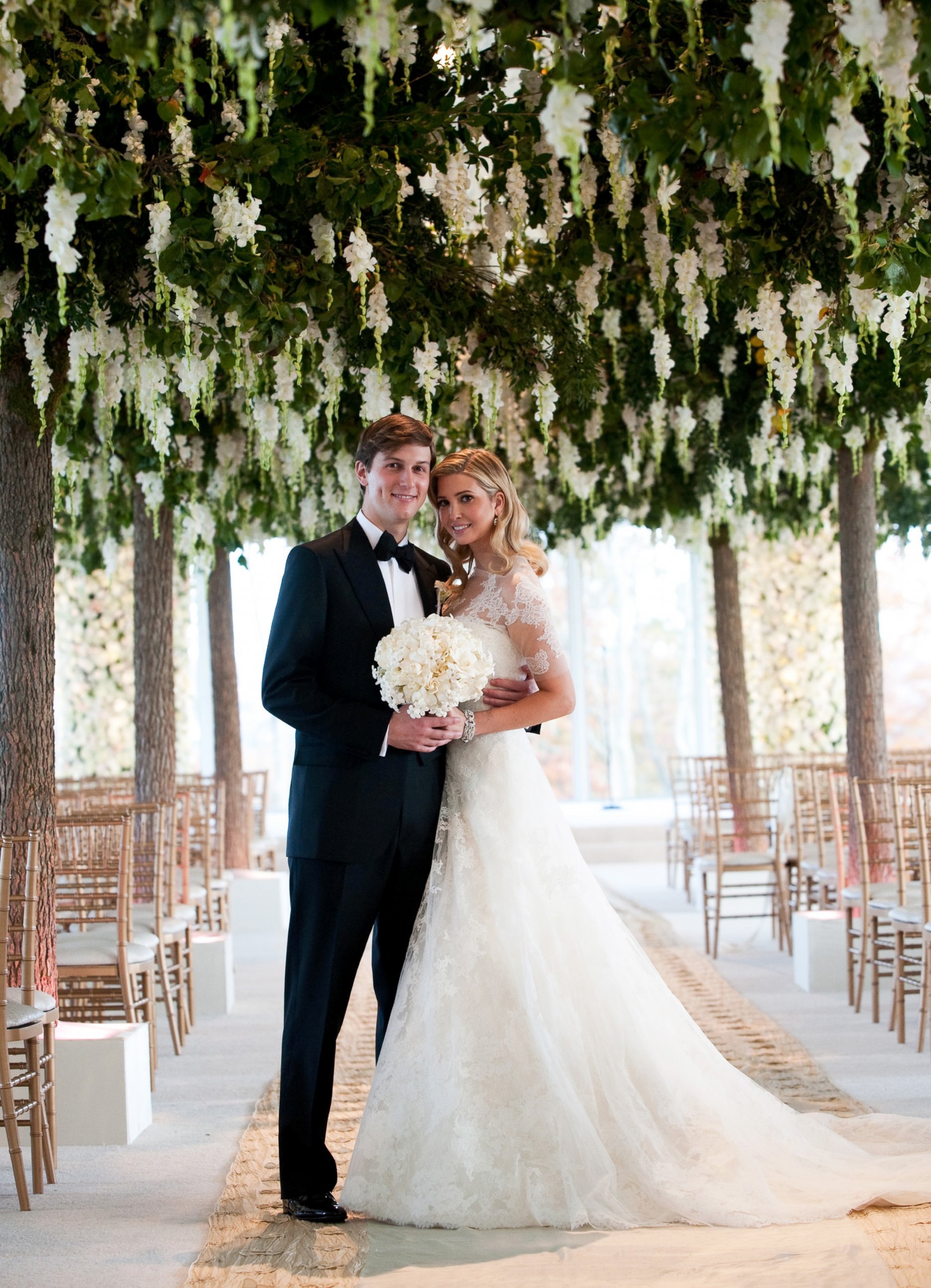 PHOTO: Ivanka Trump and Jared Kushner at their wedding at Trump National Golf Club, Oct. 25, 2009, in Bedminster, New Jersey.