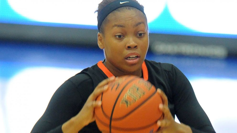 Leslie Robinson #45 of the Princeton Tigers handles the ball during a women's college basketball game against the American University Eagles at Bender Arena, Nov. 23, 2014, in Washington.