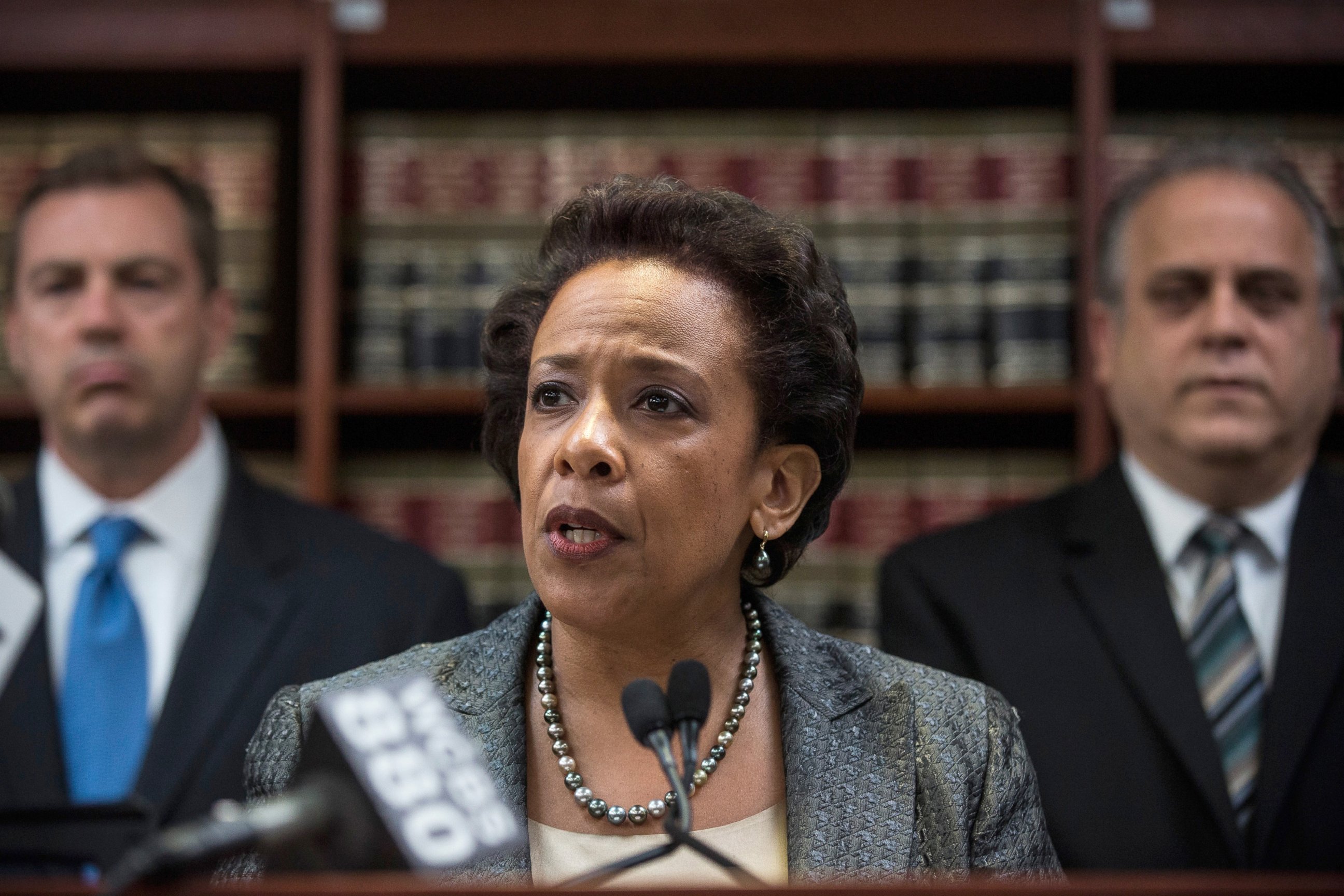 PHOTO: Loretta Lynch, United States Attorney for the Eastern District of New York, speaks at a press conference, April 28, 2014, in New York City. 