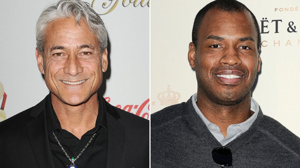Greg Louganis, left, and Jason Collins attend separate events.