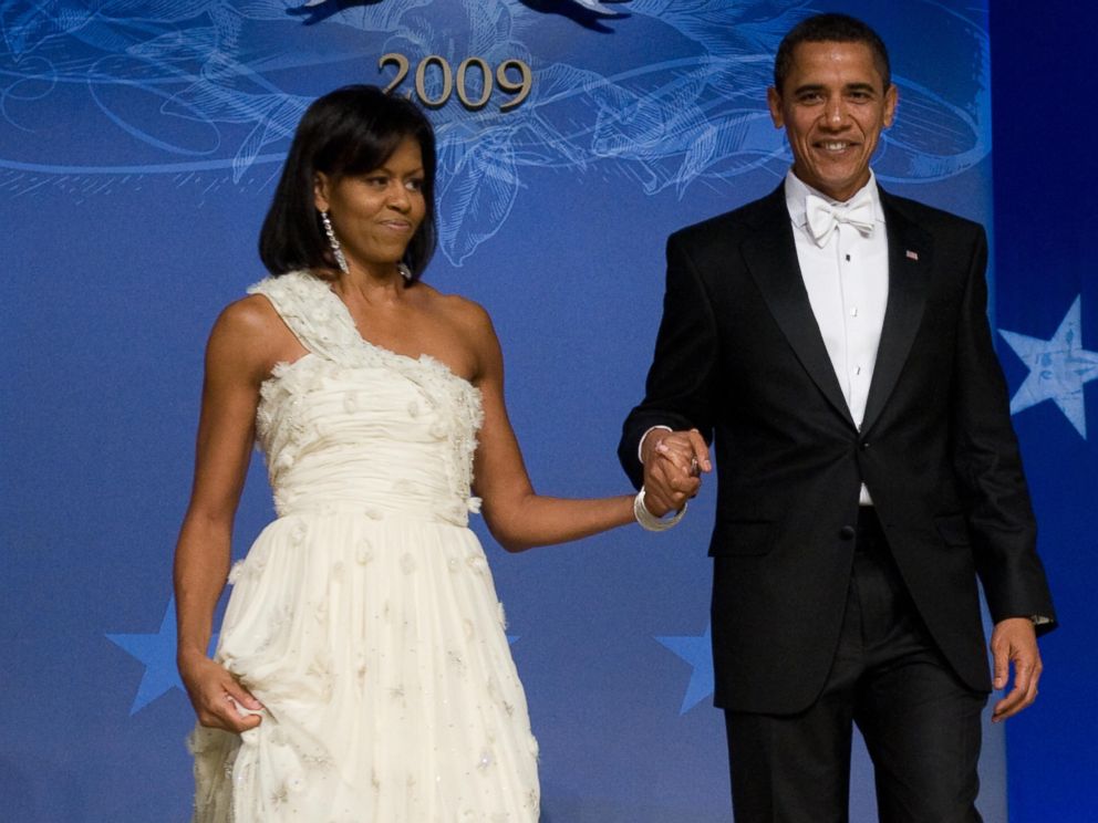 PHOTO: President Barack Obama and First Lady Michelle Obama arrive at the Obama Home States Inaugural Ball at the Washington Convention Center in Washington, Jan. 20, 2009.