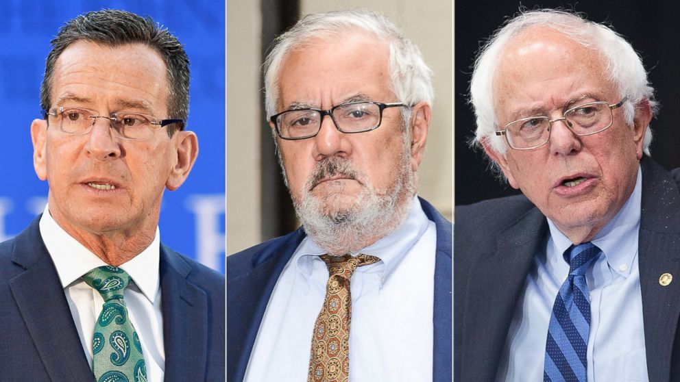 PHOTO: Pictured (L-R) are Dannel Malloy in Boston, May 1, 2016, Barney Frank in New York City, June 1, 2015 and Bernie Sanders in Fort Wayne, Ind., May 2, 2016.