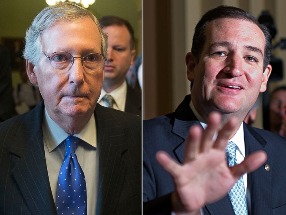 PHOTO: Senate Minority Leader Mitch McConnell, R-Ky., and Sen. Ted Cruz, R-Texas, Oct. 16, 2013, in Washington.