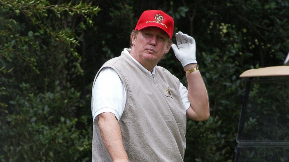 PHOTO: Real-estate mogul Donald Trump plays a round during an opening celebration for his latest venture, the Trump National Golf Club in Briarcliff Manor, New York. 