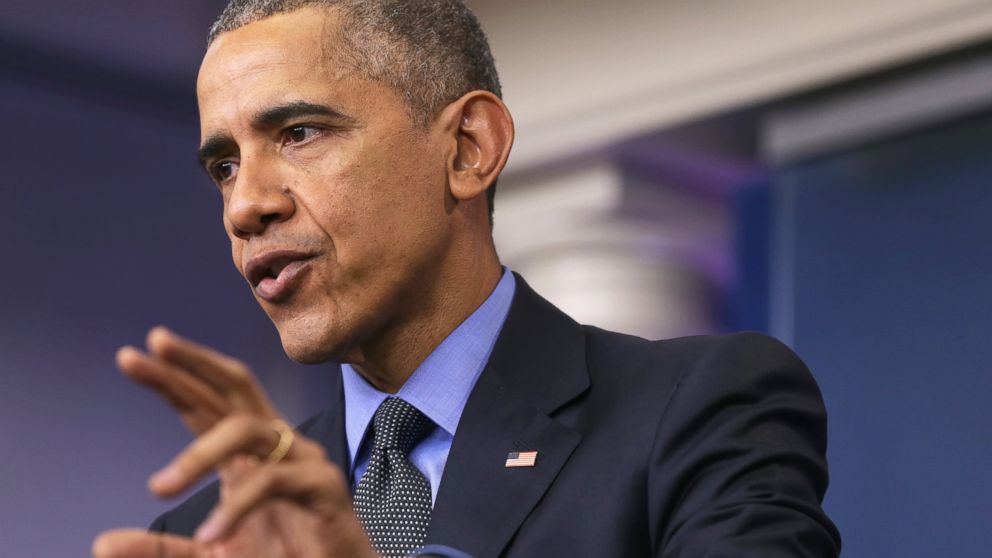 President Barack Obama speaks to the media during his year end news conference in the Brady Briefing Room at the White House Dec. 18, 2015 in Washington, DC. 