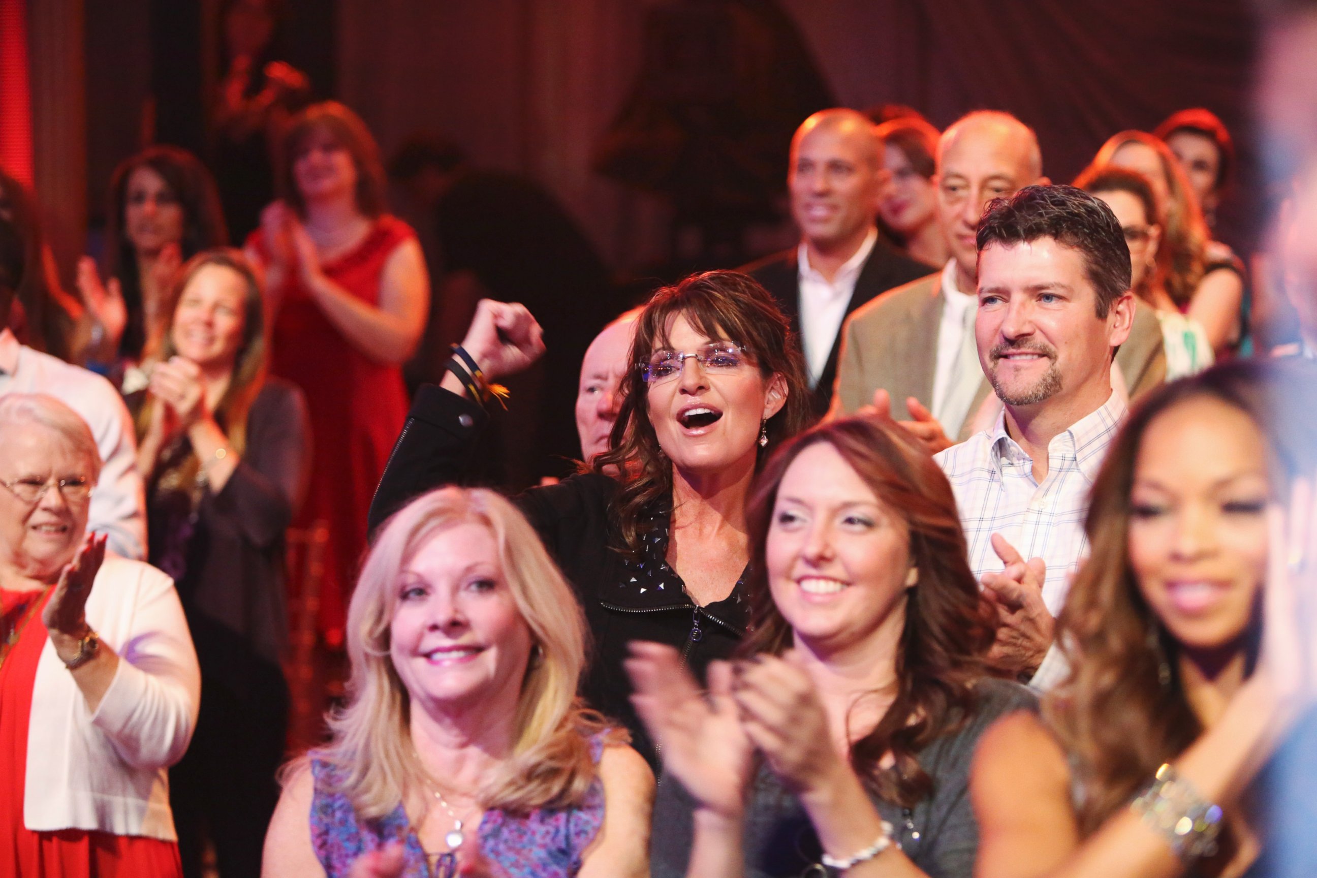 PHOTO: Sarah and Todd Palin watch Bristol Palin and Mark Ballas on "Dancing with the Stars: All-Stars - The Results Show," on Oct. 16, 2012.