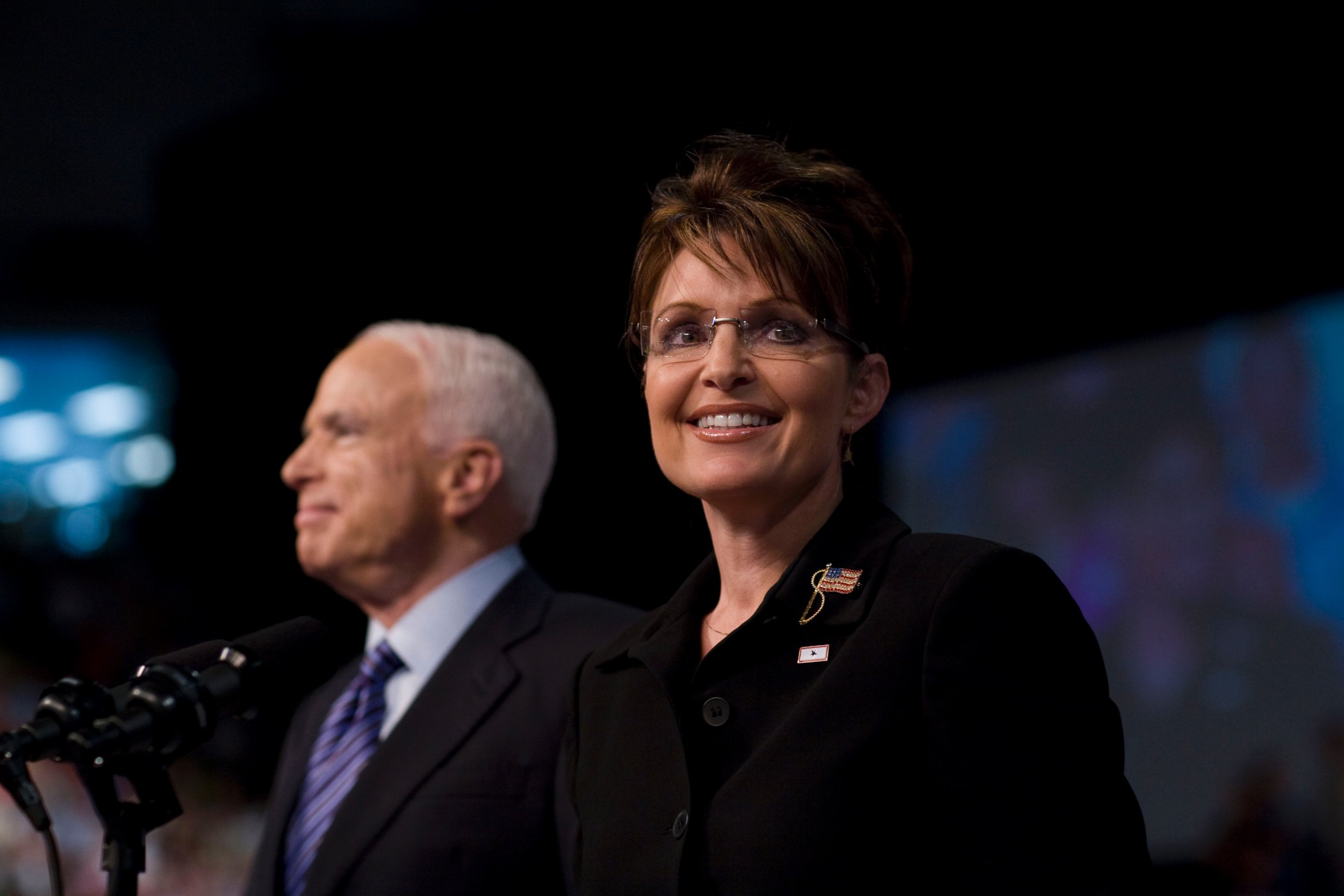 PHOTO: John McCain is pictured with Sarah Palin on Aug. 29, 2008 at a rally in Dayton, Ohio. McCain named Palin as his vice presidential running mate at the rally.