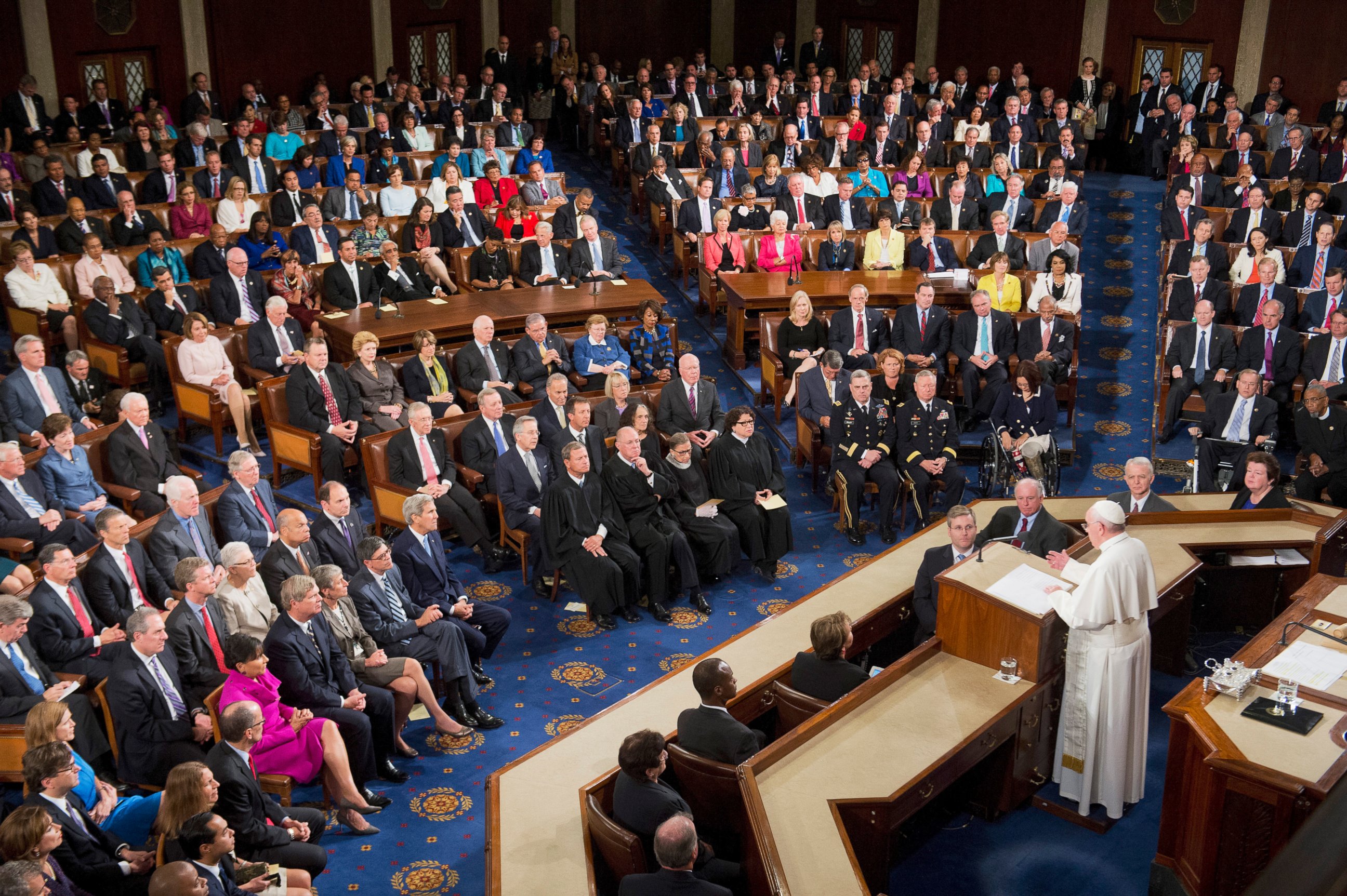 PHOTO: Pope Francis addresses a joint meeting of Congress in the House chamber of the Capitol, Sept. 24, 2015. 