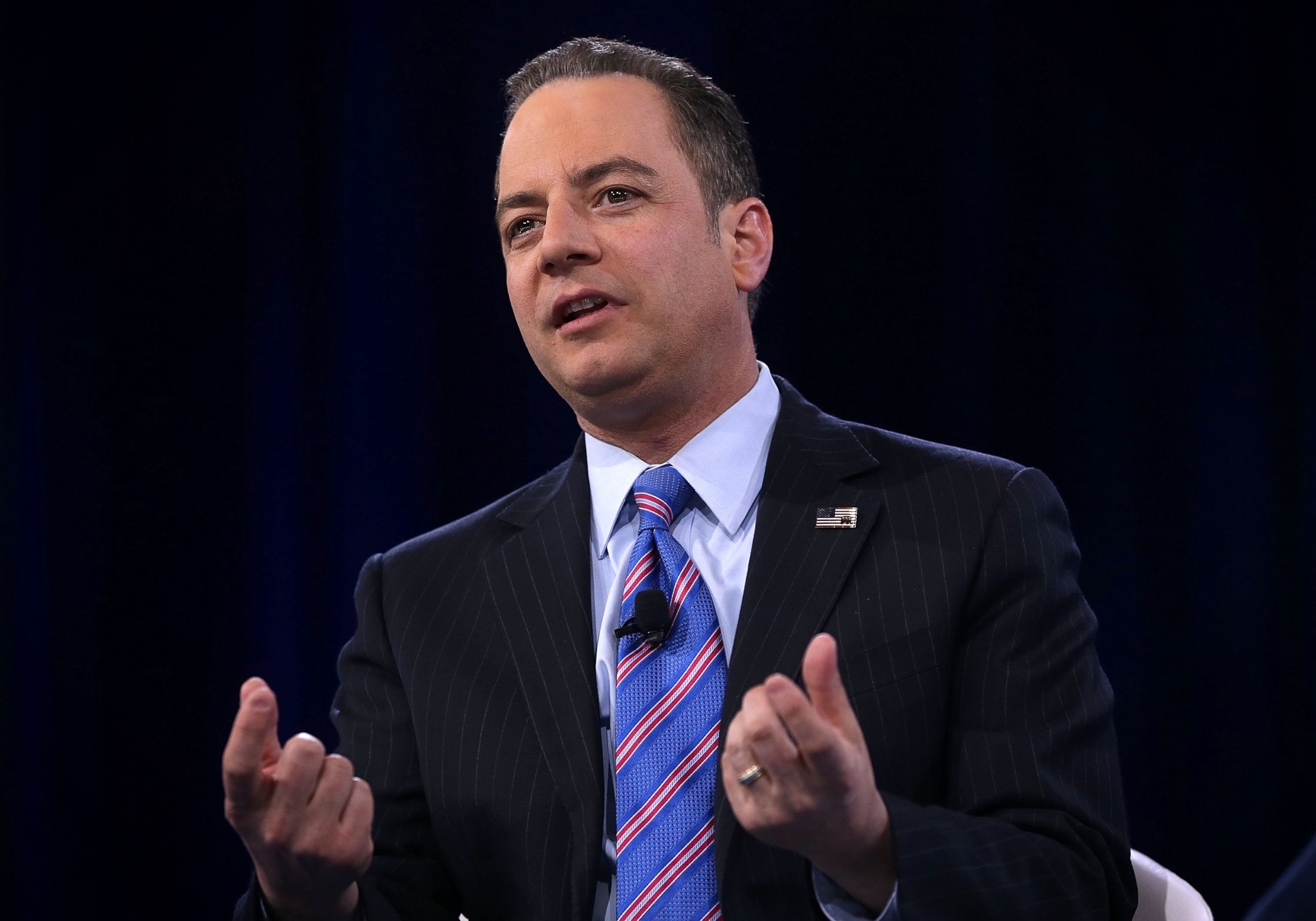 PHOTO: Chairman of the Republican National Committee Reince Priebus participates in a discussion during CPAC 2016, March 4, 2016 in National Harbor, Md. 