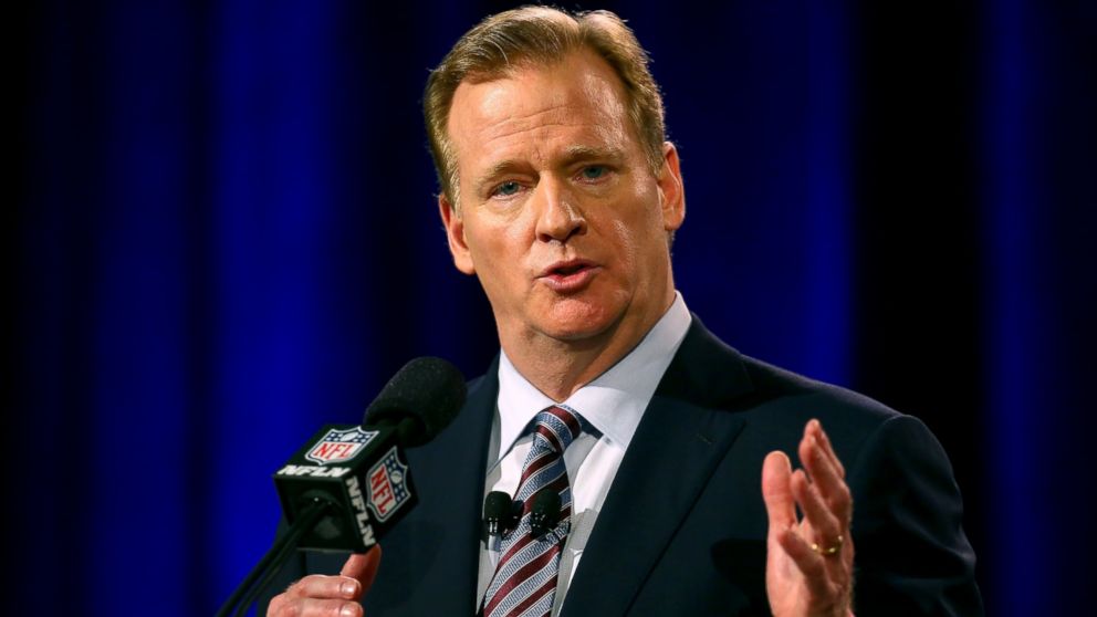 NFL Commissioner Roger Goodell speaks during a press conference at Phoenix Convention Center, Jan. 30, 2015, in Phoenix.