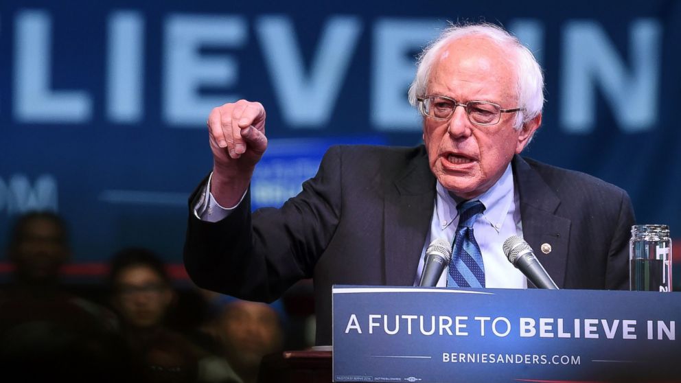 US Democratic presidential candidate Bernie Sanders speaks during a rally in Atlantic City, N.J, May 9, 2016.  
