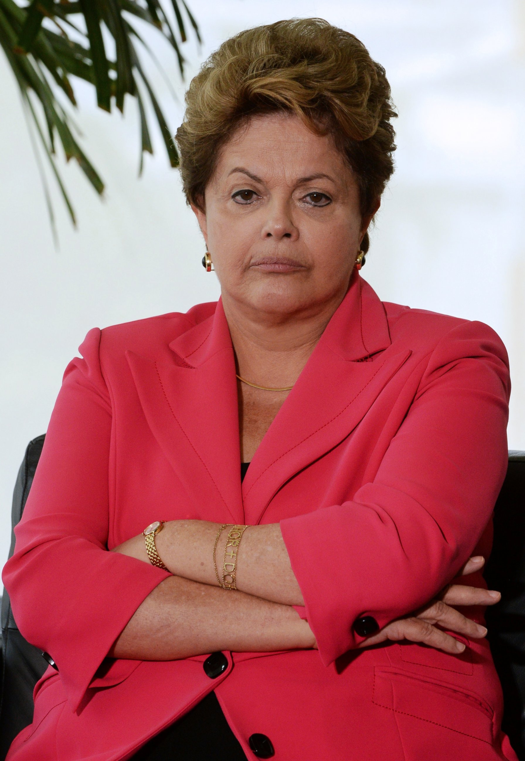 PHOTO: Brazilian President Dilma Rousseff listens to questions during a meeting at her office at the Planalto Palace in Brasilia, Brazil, July 11, 2013.