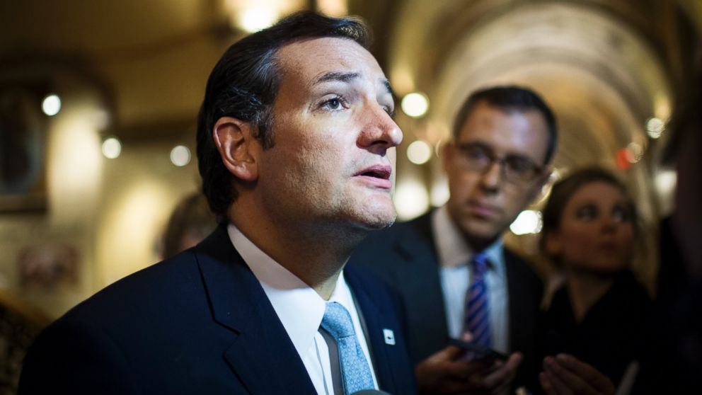Ted Cruz is pictured leaving the Capitol following his 21 hour speech on the Senate floor opposing Obamacare on Sept. 25, 2013 in Washington, D.C.