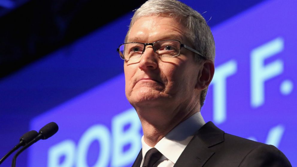 Apple CEO Tim Cook speaks onstage at The 2015 Ripple Of Hope Awards, December 8, 2015 in New York.   