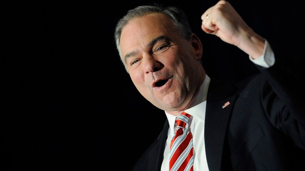 PHOTO: Tim Kaine speaks to his supporters at the Downtown Richmond Marriott, Nov. 6, 2012, in Richmond, Va.