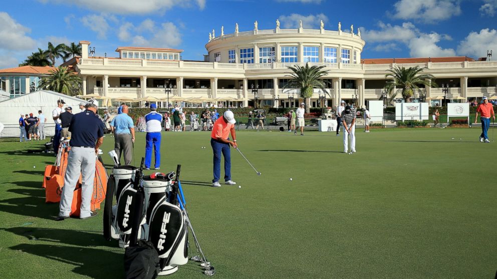 The putting green in front of the main resort building and clubhouse as a preview for the Cadillac Championship held on the Blue Monster Course at Trump National Doral is pictured March 3, 2015 in Doral, Fla.  