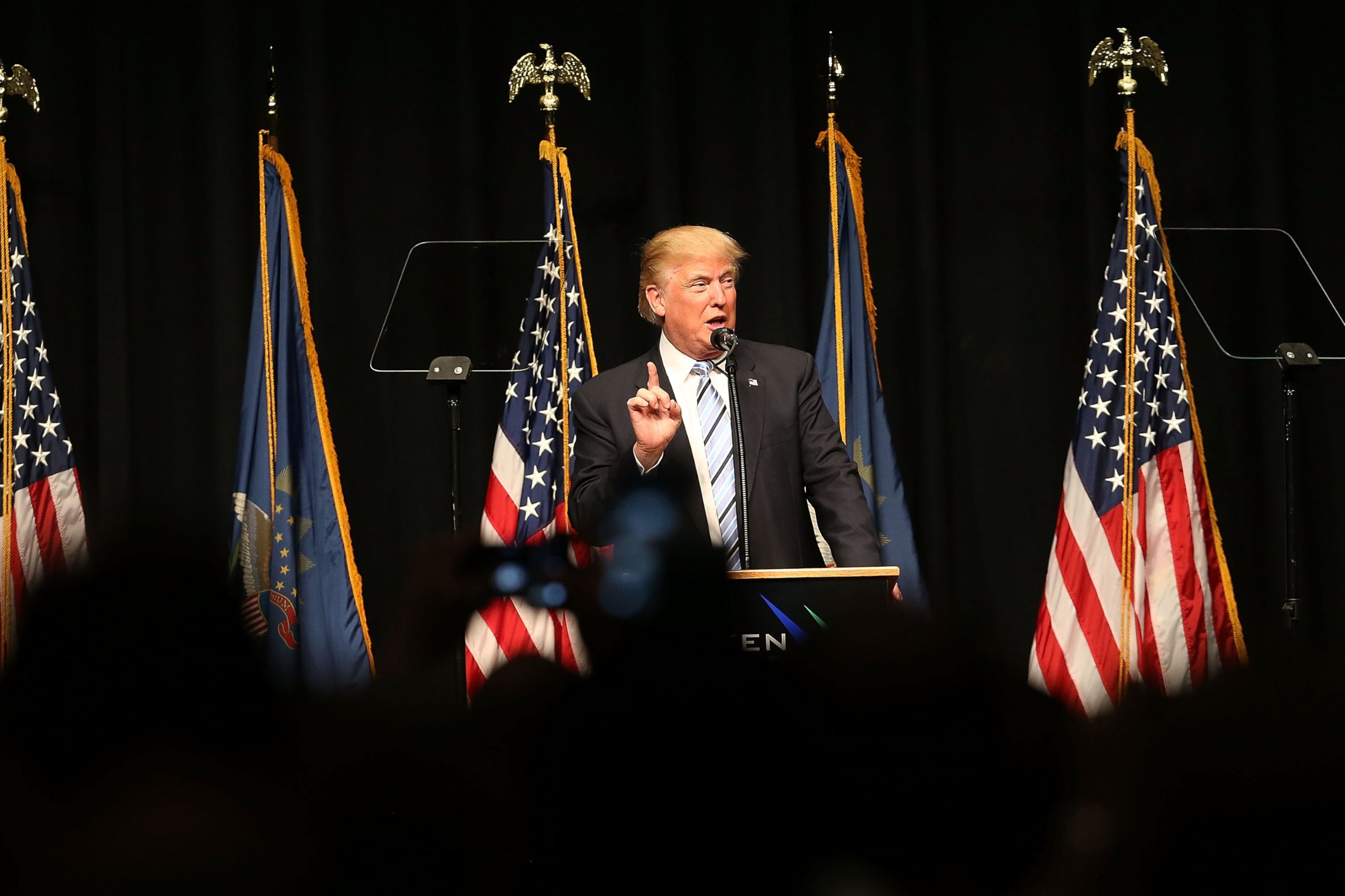 PHOTO: Donald Trump speaks at a rally , May 26, 2016, in Bismarck, North Dakota.