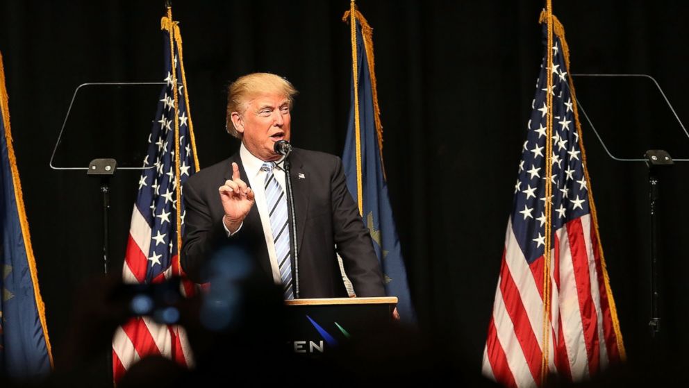 PHOTO: Donald Trump speaks at a rally , May 26, 2016, in Bismarck, North Dakota.