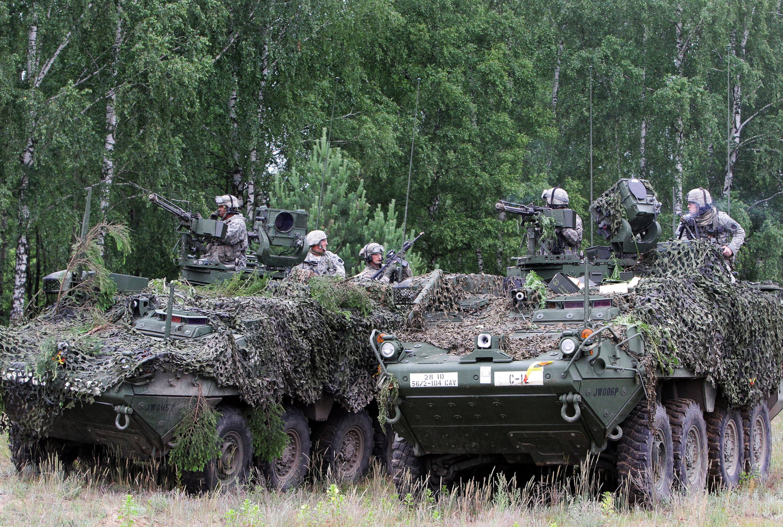 PHOTO: Soldiers from the U.S. Pennsylvania National Guard take part in a field training exercise during the first phase Saber Strike 2014, at the Rukla military base, Lithuania, on June 14, 2014.