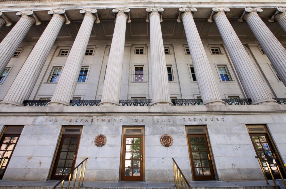 PHOTO: In this file photo, the U.S. Department of the Treasury building is pictured in Washington, D.C. on Apr. 20, 2013.
